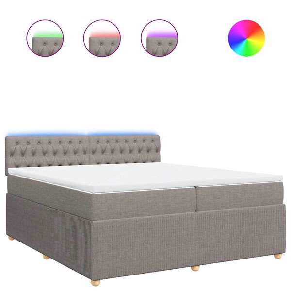 vidaXL Lova su spyruoklėmis ir čiužiniu, taupe, 200x200 cm, audinys