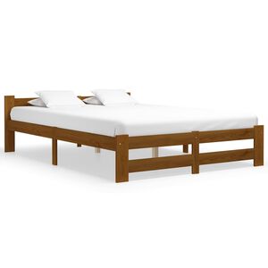 vidaXL Lovos rėmas, medaus rudas, 140x200cm, pu&scaron;ies medienos masyvas