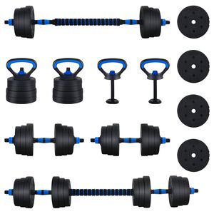 vidaXL 4-in-1 hantelių rinkinys 30kg Juoda ir mėlyna