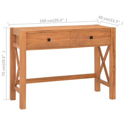 vidaXL Rašomasis stalas su 2 stalčiais, 100x40x75cm, tikmedis