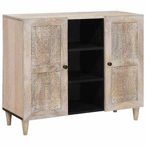 vidaXL Kabalas Balta i&scaron;blukinta 90 x 33 x 75 cm Kietas mango medis