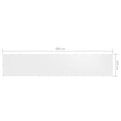 vidaXL Balkono pertvara, baltos spalvos, 120x600cm, oksfordo audinys