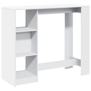 vidaXL Baro stalas su lentyna, baltas, 124x46x103,5cm, mediena