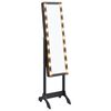 vidaXL Laisvai pastatomas veidrodis su LED, juodas, 34x37x146cm