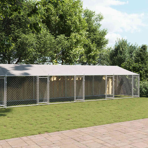 vidaXL Narvas &scaron;unims su stogu ir durimis, pilkas, 10x2x2m, plienas