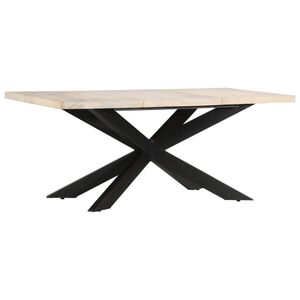 vidaXL Valgomojo stalas, 180x90x76cm, baltintos mango medienos masyvas