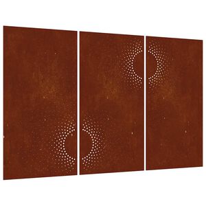 vidaXL Sodo sienos dekoracija, 3 dalių, 105x55cm, corten plienas
