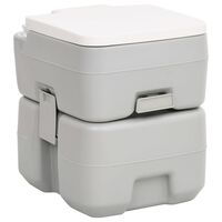 vidaXL Nešiojamas stovyklavimo tualetas, pilkas/baltas, 20+10l, HDPE