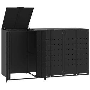 vidaXL Stoginė trim konteineriams, juoda, 207x79x117cm, plienas