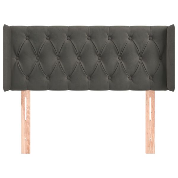 vidaXL Galvūgalis su auselėmis, tamsiai pilkos,93x16x78/88cm, aksomas