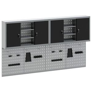 vidaXL Įrankių spintelių rinkinys su lentyna su saugykla 6 pcs Juoda