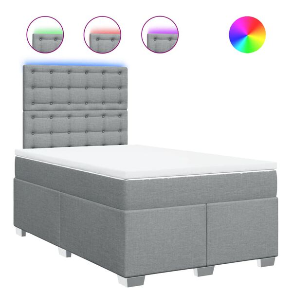 vidaXL Lova su spyruoklėmis ir čiužiniu, pilka, 120x190cm, audinys