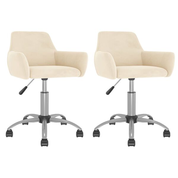 vidaXL Pasukamos valgomojo kėdės, 2vnt., kreminės spalvos, aksomas