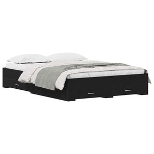 vidaXL Lovos rėmas Juodas ąžuolas 140 x 190 cm Apdirbta mediena