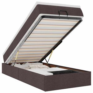 vidaXL Osmanų lovos rėmas su čiužiniu, rudas, 90x190cm, audinys