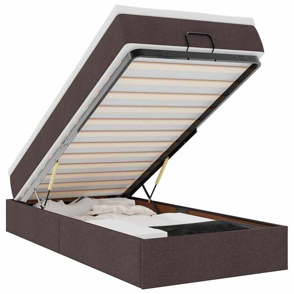 vidaXL Osmanų lovos rėmas su čiužiniu, rudas, 90x190cm, audinys