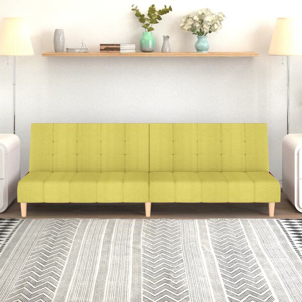 vidaXL Dvivietė sofa-lova, žalios spalvos, audinys