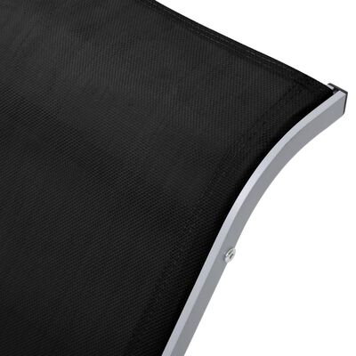vidaXL Saulės gultas, juodos spalvos, tekstilenas ir aliuminis