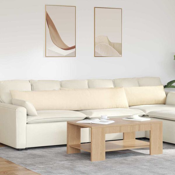 vidaXL Sofa Pagalvės 2 pcs Kreminė 200 x 40 cm Kordūrinis audinys