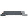 vidaXL L formos sofa-lova, tamsiai pilka, 279x140x70cm, aksomas