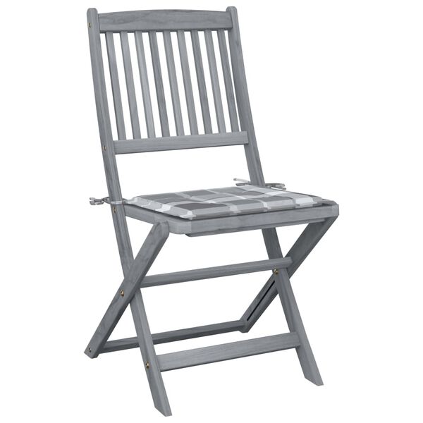 vidaXL Sulankstomos lauko kėdės su pagalvėmis, 2vnt., akacijos masyvas