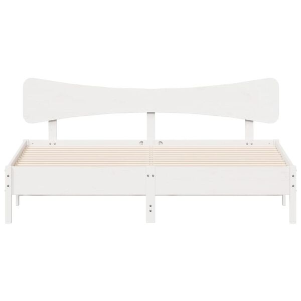 vidaXL Lovos rėmas be čiužinio, baltas, 160x200cm, pu&scaron;ies masyvas