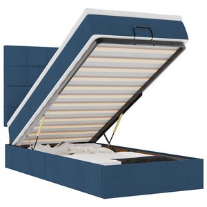 vidaXL Osmanų lova su čiužiniu ir LED lemputėmis Mėlynas 90x200 cm