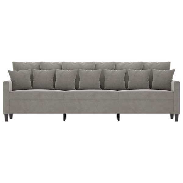 vidaXL Trivietė sofa, &scaron;viesiai pilkos spalvos, 210cm, aksomas