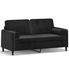 vidaXL Dvivietė sofa su pagalvėmis, juodos spalvos, 140cm, aksomas