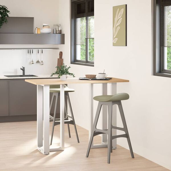 vidaXL Baro stalo kojos, T formos, 2 vnt., baltos, 50x35x(100-101) cm, plienas