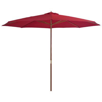vidaXL Lauko skėtis su mediniu stulpu, vyšninės spalvos, 350 cm