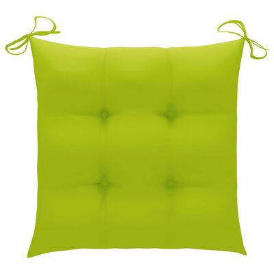 vidaXL Sodo kėdės su šviesiai žaliomis pagalvėlėmis, 8vnt., tikmedis