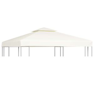 vidaXL Atsarginis pavėsinės uždangalas, 310g/m&sup2;, kreminė balta, 3x3m