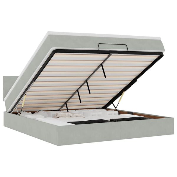 vidaXL Osmanų lova su čiužiniu &Scaron;viesiai pilka 160x200cm Velvet