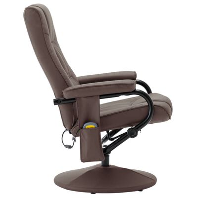vidaXL Masažinis krėslas su pakoja, rudos spalvos, dirbtinė oda