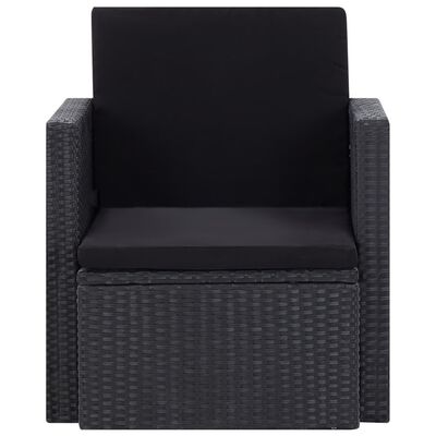 vidaXL Sodo kėdė su pagalvėlėmis, juodos spalvos, poliratanas