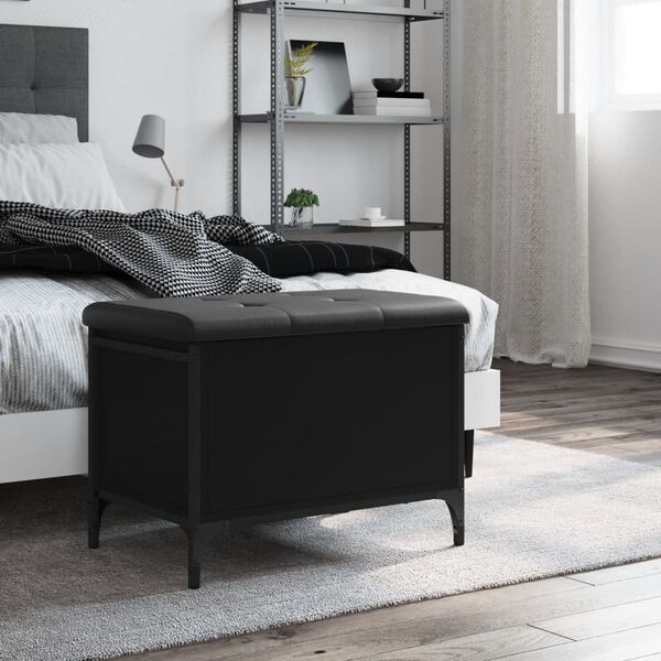 vidaXL Suoliukas-daiktadėžė, juodas, 62x42x45cm, apdirbta mediena