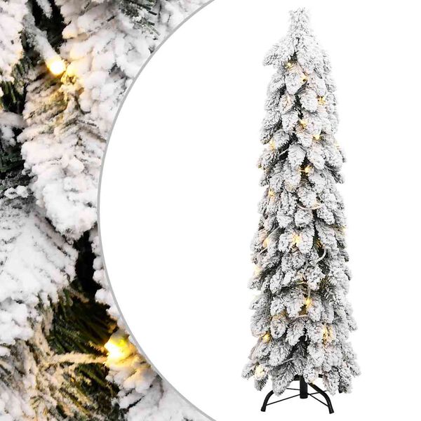 vidaXL Dirbtinė ap&scaron;viesta Kalėdų eglutė su 80 LED ir sniegu, 150cm
