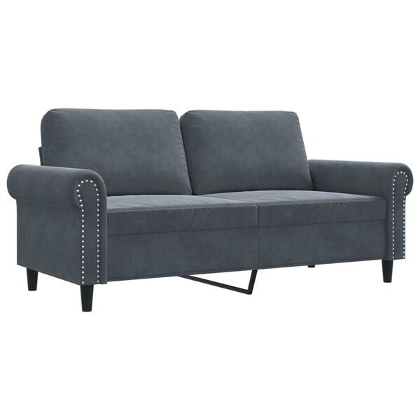 vidaXL Dvivietė sofa, tamsiai pilkos spalvos, 140cm, aksomas
