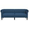 vidaXL Trivietė chesterfield sofa, mėlynos spalvos, audinys