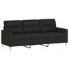 vidaXL Trivietė sofa su pagalvėlėmis, juodos spalvos, 180cm, audinys