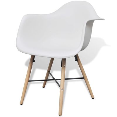 vidaXL Valgomojo kėdės, 6vnt., baltos, plastikas ir bukmedis