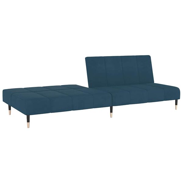 vidaXL Dvivietė sofa-lova, mėlynos spalvos, aksomas