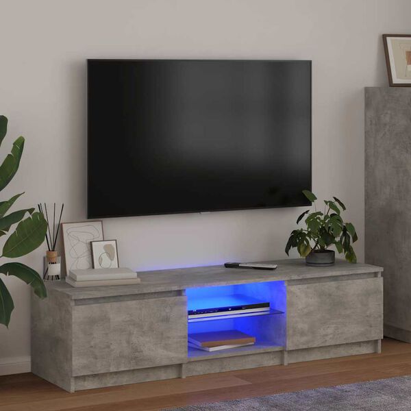 vidaXL Televizoriaus spintelė su LED, betono pilka, 140x40x36cm