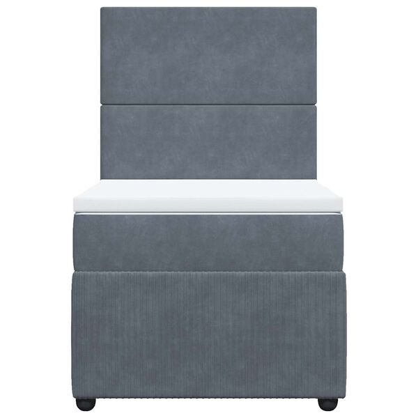 vidaXL Lova su spyruoklėmis ir čiužiniu, pilka, 100x200 cm, aksomas