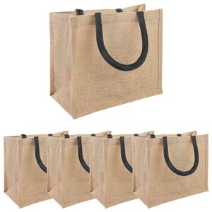 vidaXL Džiuto piniginės 5 Natūrali ir juoda 26 x 22 x 14 cm
