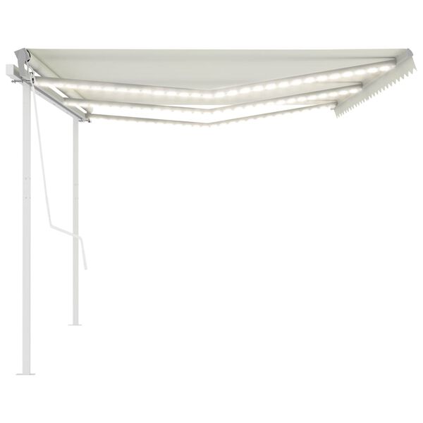 vidaXL Automatinė markizė su LED/vėjo jutikliu, kreminė, 6x3,5m