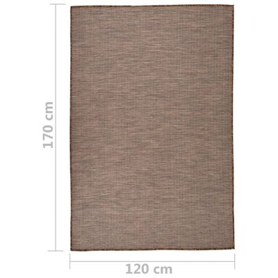 vidaXL Lauko kilimėlis, rudos spalvos, 120x170cm, plokščio pynimo