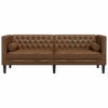 vidaXL Trivietė chesterfield sofa su pagalvėlėmis, ruda, dirbtinė oda
