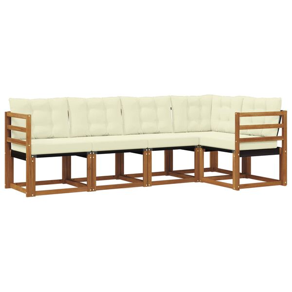 vidaXL Lauko sofos komplektas su pagalve 5 pcs Natūrali ir juoda